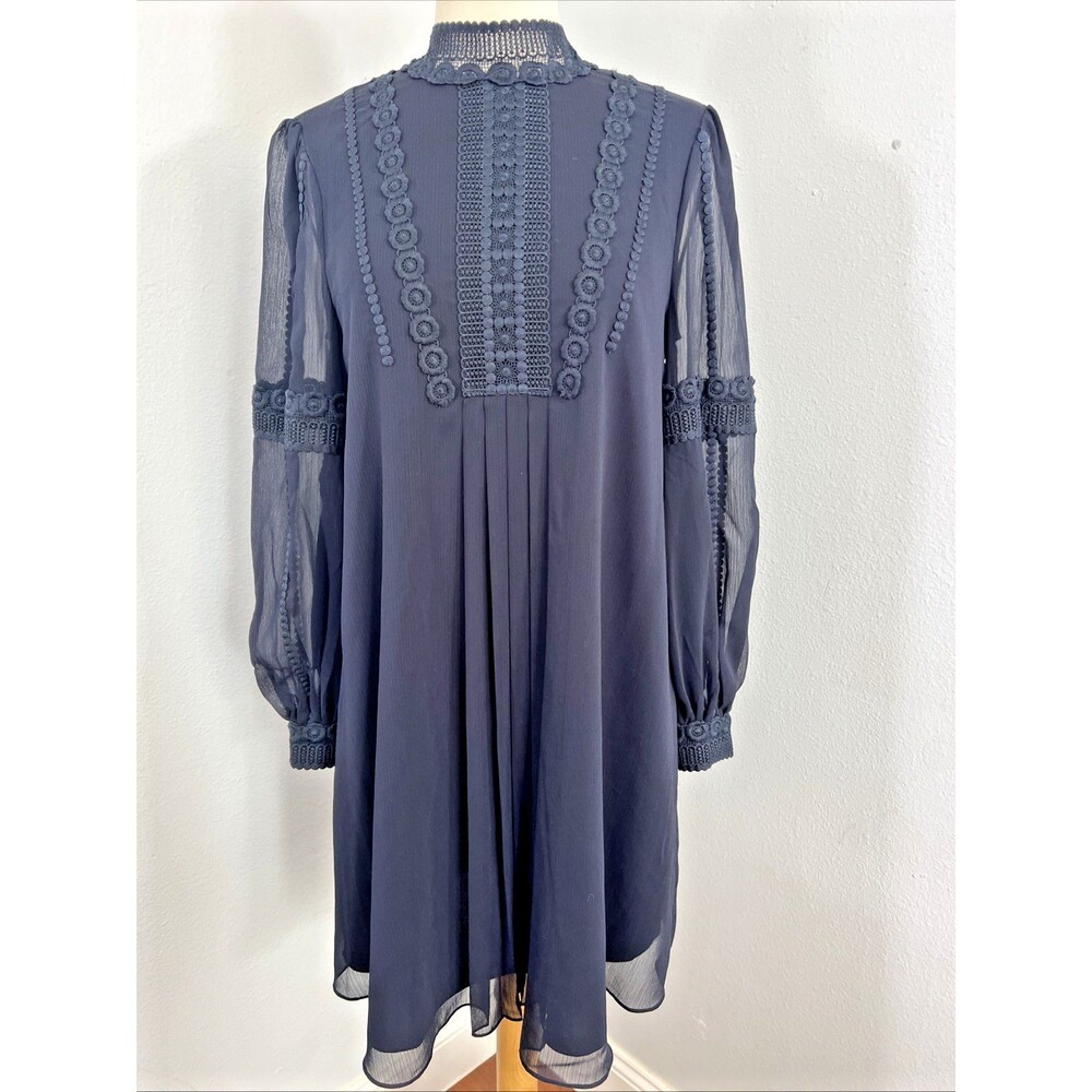 Ted‎ Baker Dress Womens 1 Navy Georrgi Lace Tunic Cocktail